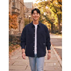 예일 포켓 스몰 아치 옥스포드 셔츠 네이비 YD08SH7011NA