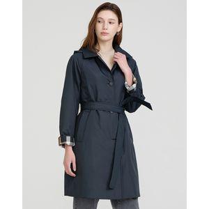 닥스레이디스 25SS [55%세일][솜사시]네이비 체크 배색 탈착 후드 스트랩 롱 코트 DLCO5A105N2