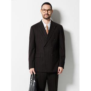 에스티코 ITALY MARLANE 울 98% 더블 브레스티드 수트_브라운 스트라이프 (클래식핏)_SSJVD94SET