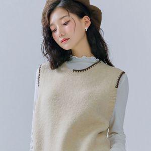 체이스컬트 [2color] 여자 스티치 니트 베스트