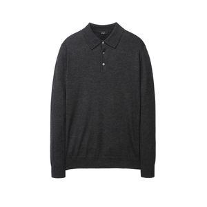 알레그리 차콜 Merino Silky 카라넥 스웨터 ARSW4D401CG