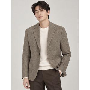 헤지스 남성 브라운 헤링본 린넨 자켓 WHJA4D703W2