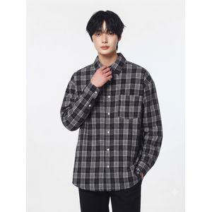 예일 플란넬 빈티지 오버핏 체크 셔츠 블랙 YEF1SH301B