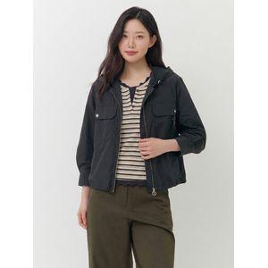 지센 에센셜 리사이클 후드 집업 숏 점퍼 LSJPO871