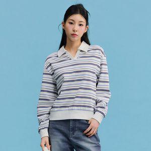 체이스컬트 여성 스트라이프 오픈 카라 티셔츠-FARG5166B0A