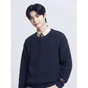 예일 엠브로이더리 댄 코지 라운드 니트 네이비 YEW1KT301ANA
