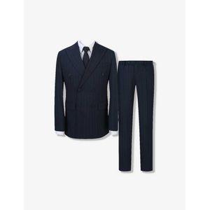 파렌하이트 [FAHRENHEIT] 스트라이프 플란넬라 더블 브레스티드 수트 정장 세트 (FJJAX2371_FJPAX2271)