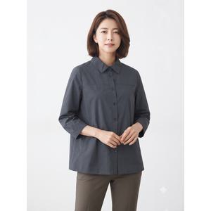 크로커다일레이디 셔츠 카라 아우터형 블라우스 다크블루 CLCFBL105