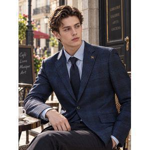 닥스 네이비 [ZEGNA] 울실크혼방 체크 자켓 DMJA4BO71N2