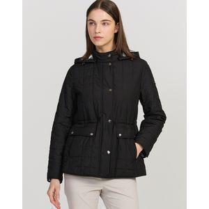 닥스골프 26SS [ONLINE EXCLUSIVE] 블랙 탈부착 후드 자수퀼팅 점퍼 DNJU6A901BK