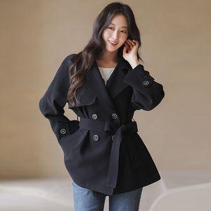 스타일온미 [루이스엔젤] 리세나 폴링 무드 벨트SET 더블 하프 트렌치 코트