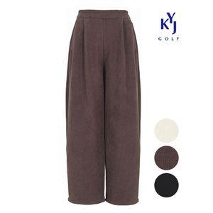 김영주골프 봄가을 겨울기모 코듀로이 와이드 팬츠 핀턱 골덴 여성 밴딩 바지 KPWLSL93