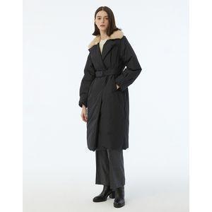 질스튜어트뉴욕 우먼 밍크 퍼 탈착 카라 블랙 벨티드 구스다운 점퍼 WJJU4D790BK