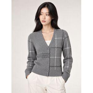 올포유 여성 체크 자가드 니트 가디건 AWSCM8217-190