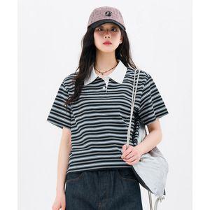 체이스컬트 [2Color] W 스트라이프 카라 반팔티