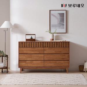 보루네오하우스 앳홈 몽베르 러버우드 원목 4단 1500 와이드 서랍장(돌체 손잡이)