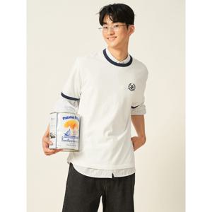 [빈폴] [빈폴]헤리티지 클럽 배색 라운드 티셔츠  화이트 (BC5442C951) (BC5442C951)
