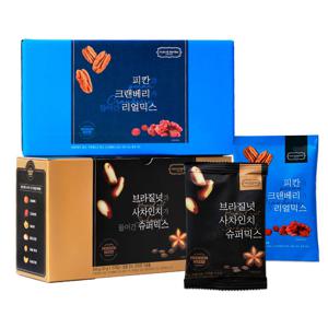 브라질넛 사차인치가 든 하루견과 20gx15개입 + 피칸과 크랜베리가 들어간 리얼믹스 20gx15개입