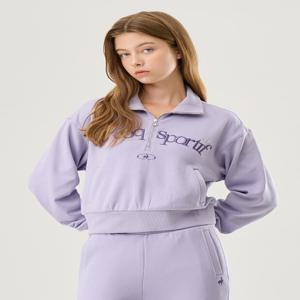[르꼬끄] 여성 멜로우 반집업 맨투맨 QP422OFSO3 GREY PURPLE QP422OFSO3GPP