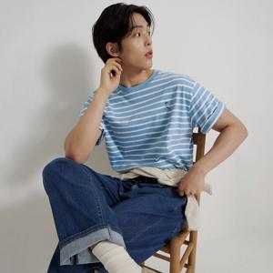 [빈폴] [정희기] 스트라이프 반소매 티셔츠 - 스카이 블루 (BC6742K04Q)
