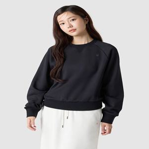 [르꼬끄] 여성 루즈핏 멜로우 라운드 기모 맨투맨 QQ422OFSO1 BLACK QQ422OFSO1BLK