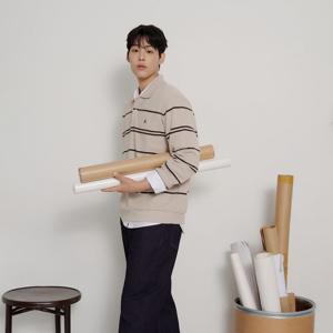[빈폴] 소프트 더블 저지 스트라이프 칼라넥 티셔츠 - 베이지 (BC6941C40A)
