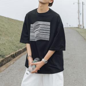 옷자락 미니멀 [HH-C30] 남자 오버핏 5부 반팔티셔츠 2컬러 옷자락