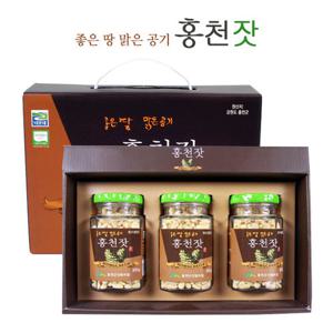 선물포장[홍천군산림조합] 좋은땅 맑은공기 홍천잣(100gx3병) 손잡이박스