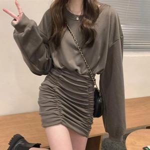 [BZF09994_49]미니 원피스 라운드넥 여유핏 셔링 홀복