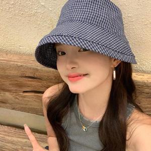 [프리티 글라라]체크 버킷햇 데일리 여름모자 대두 중년 벙거지 모자 (49768958)