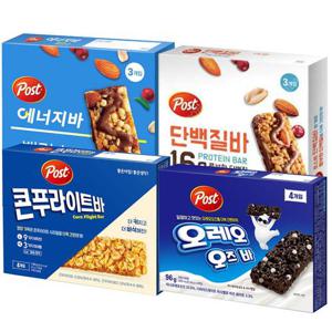 포스트 시리얼바 4종(콘푸라이트140g+오레오오즈바96g+에너지바밸런스150g+단백질바150g)