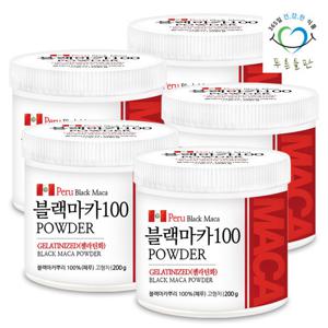 [푸른들판] 페루산 블랙 마카 분말 100% 200gx5통 젤라틴화 마카뿌리 가루 파우더 마카루트 black maca