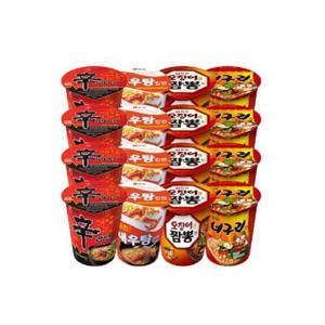 농심 컵라면 소컵 혼합 16개 (신라면+새우탕+오징어짬뽕+너구리 각 4개)/J