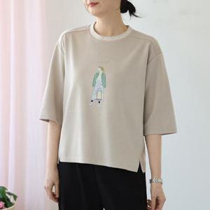[웬디즈갤러리]7부 소녀 트임 티셔츠 /여성 프린팅 여유핏 데일리 UTS107