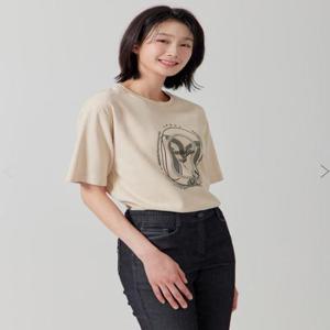 [지센]기간할인 여성 전면 프린팅 포인트 5부 티셔츠  LCTSP327 색상2