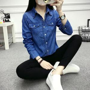 [BZFH4M88_49]여성 데일리 룩 캐쥬얼 남방 청 청난방