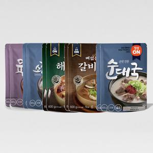 한끼해줘 간편식 즉석조리 즉석국 5종 x각2봉 (총10봉 육개장+소갈비탕+양평해장국+뼈없는갈비탕+순대국)