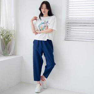 국내산 여성 여름 와플 풍기포 인견 주머니9부 바지 빅사이즈 엄마옷 쿨 냉감