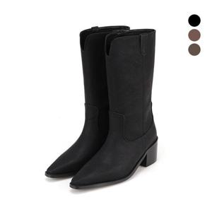 [바바라]세븐플로어 소가죽 V라인 웨스턴 여성 롱부츠 6cm_SFH835
