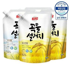 [트리오]트리오 곡물설거지 우리현미 주방세제 리필 1.2L x4개