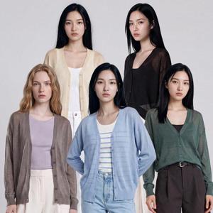 여성 린넨 블렌디드 V넥 가디건 3종 세트