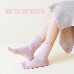 [D더블유] 여성 면 프릴 발가락 양말 코튼 데일리 양말