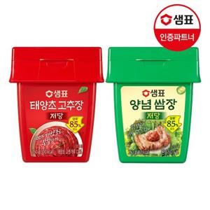 [샘표] 저당 태양초 고추장 250g 2개+저당 양념쌈장 250g 2개 /조미료/양념