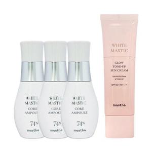 매스티나 앰플 시즌4 화이트 매스틱 코어 30ml 3개+톤업 선크림 50ml