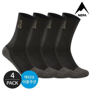 [네파]남성 올데이 쿠션 장목양말 4P_BK