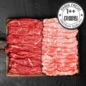 1++ 투뿔 한우 구이 400g 고소한 마블링 한판 2종