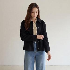 [엘루아][엘루아] 울 블랜드 핸드메이드 하프코트_블랙