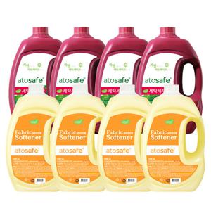 아토세이프 액체 세탁세제 일반용 2.5L 4개+섬유유연제 후리지아 2.5L 4개