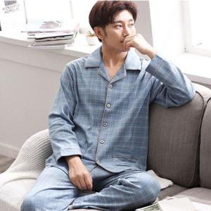 남자잠옷 남성 체크무늬 카라 긴팔 긴바지 상하의 잠옷 세트 남성잠옷세트 HWF1C3A3
