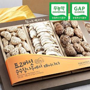 [웰굿]무농약GAP인증 표고버섯 백화고 3종세트(백화고130g,흑화고120g,슬라이스90g)